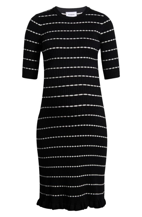 Marion Stripe Maternity Sweater Dress In Black & White