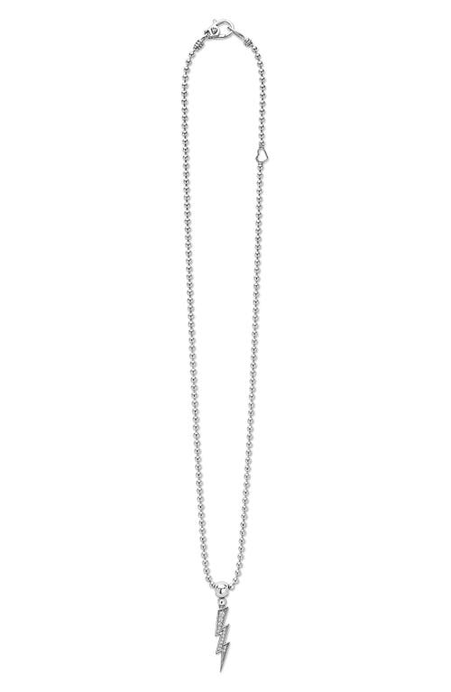 Lagos Caviar Spark Lightning Bolt Diamond Pendant Necklace In Silver