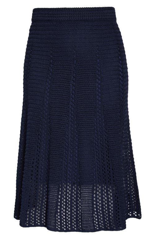 Vince Godet Organic Cotton Crochet Skirt In Navy