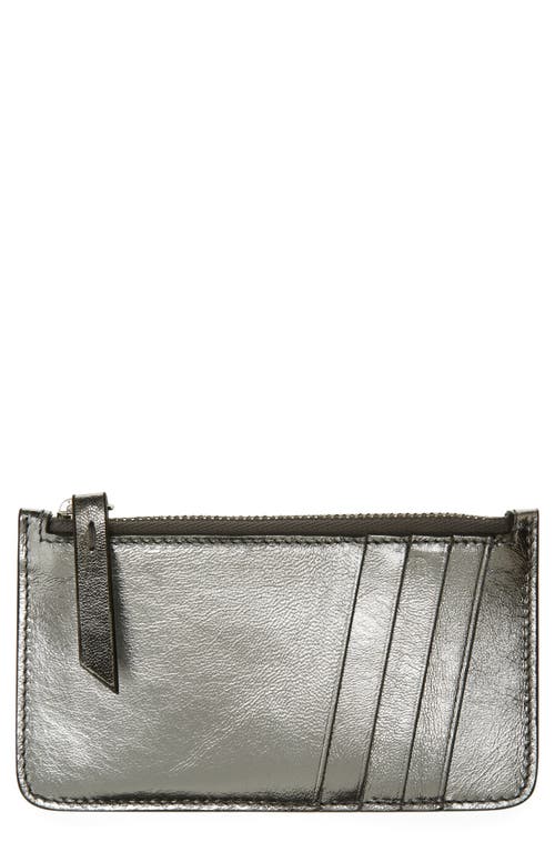 Maison Margiela Leather Zip Card Case in Silver