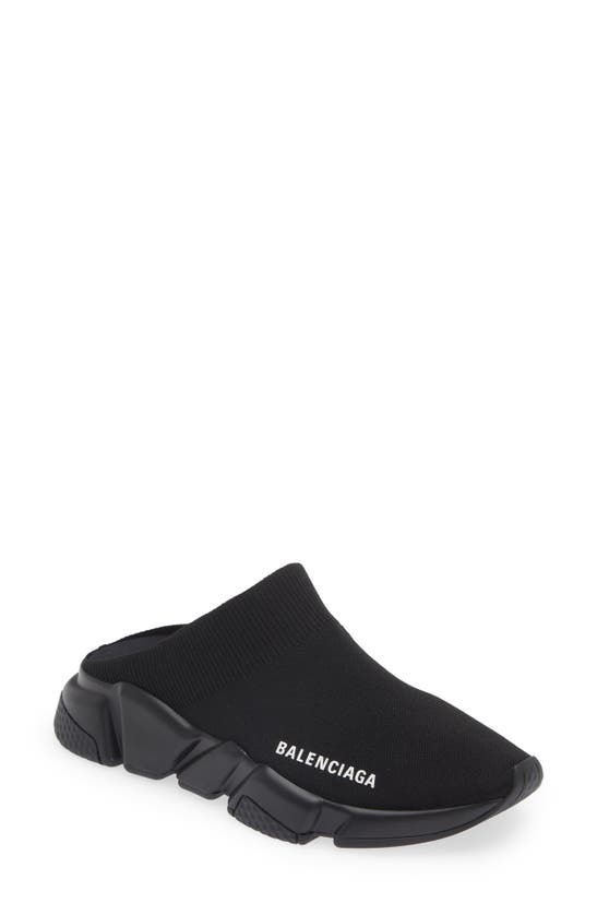 Balenciaga Speed Stretch Knit Sporty Mules In Black