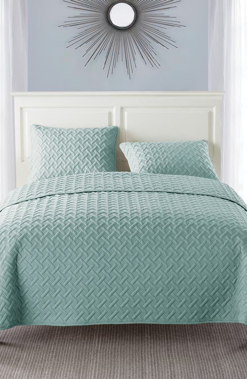 Vcny Home Nina Embossed Basketweave Quilt Set In Blue