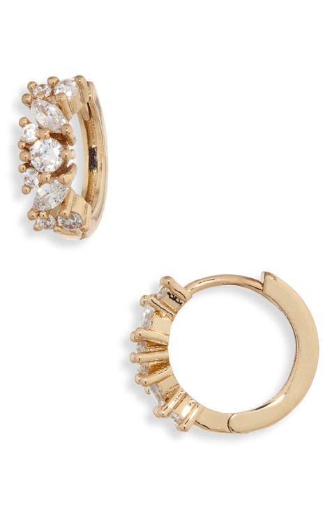 CZ Cluster Huggie Hoop Earrings