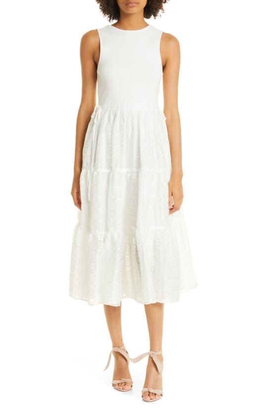 Ted Baker Skylir Mix Media Tiered Ruffle Dress In Ivory | ModeSens