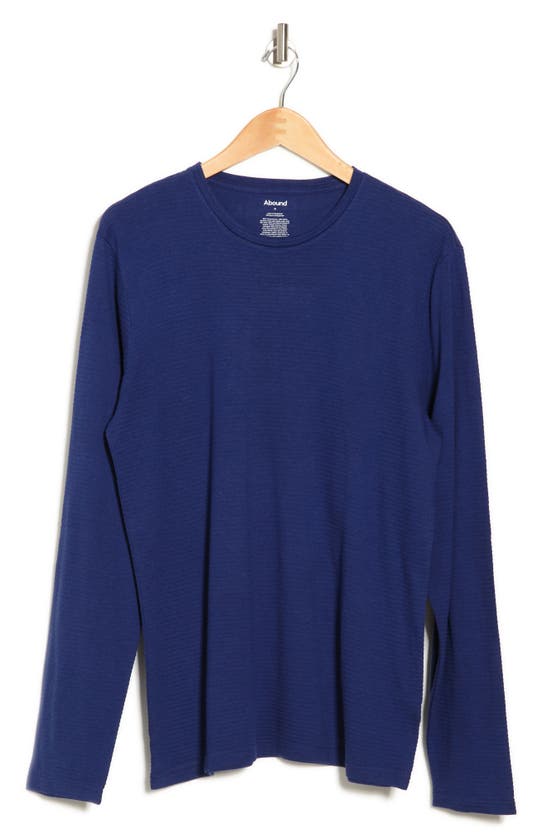 Abound Textured Long Sleeve Pullover In Navy Print