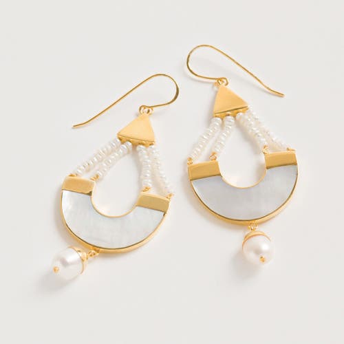 Freya Rose Women's White / Gold Warrioress Sunrise Earrings In Gold