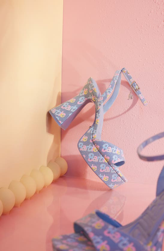 Shop Aldo X Barbie Party Ankle Strap Platform Sandal In Denim Light Blue