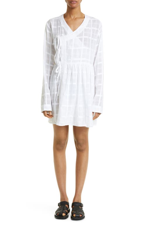 Bode Jama Tonal Plaid Wrap Tunic in White at Nordstrom, Size X-Small