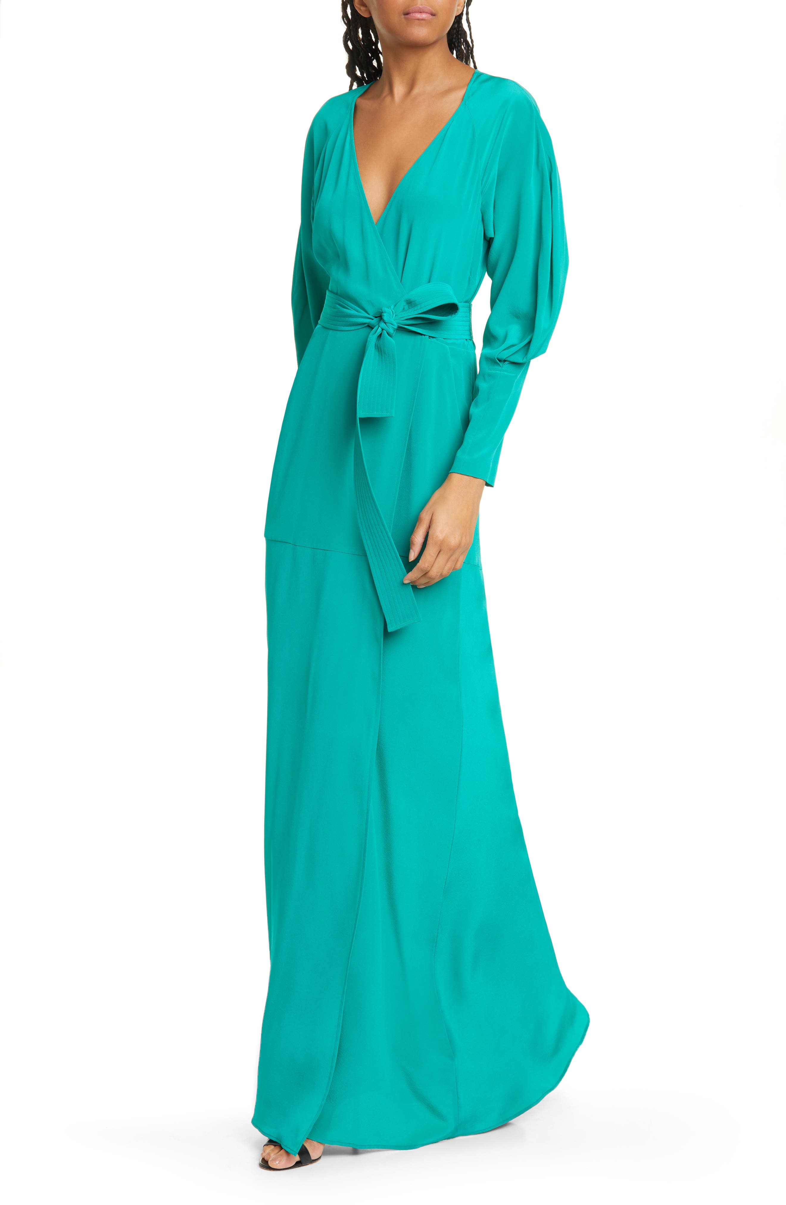 silk wrap dress maxi