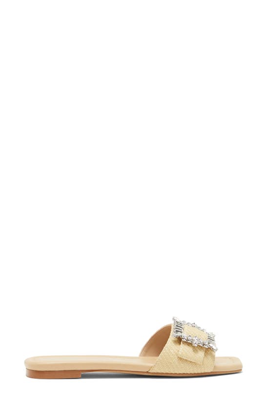 Stuart Weitzman Shine Buckle Slide Sandal In Wheat
