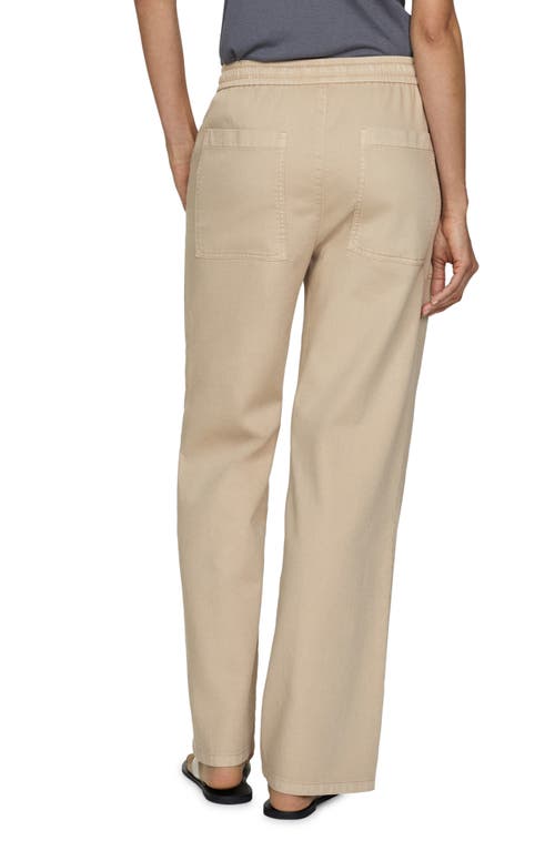 Shop Mango Elastic Waist Drawstring Pants In Sand