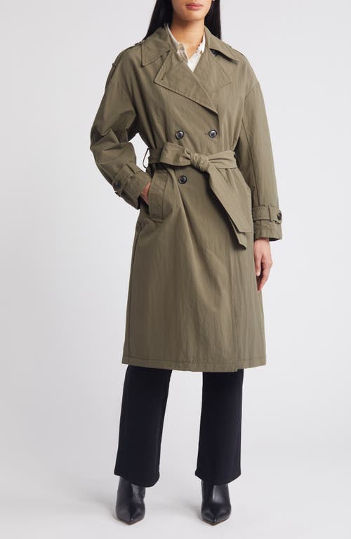 Bcbg Double Breasted Packable Trench Coat In Green