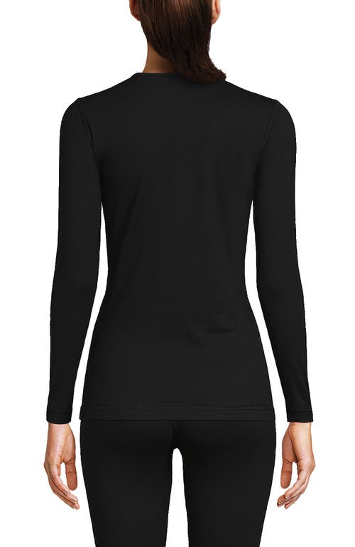 Lands' End Baselayer Cozy Thermaskin Crewneck Top In Black