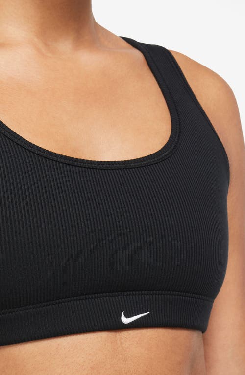 Shop Nike Alate All U Rib Sports Bra In Black/black/white