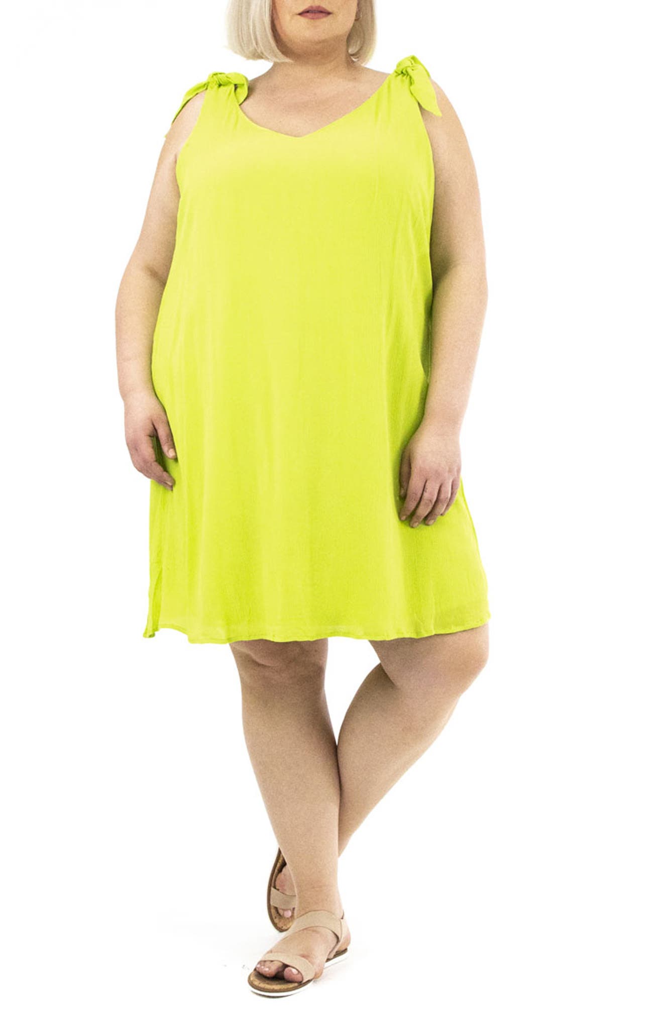 Nina Leonard Tie Strap Shift Dress 