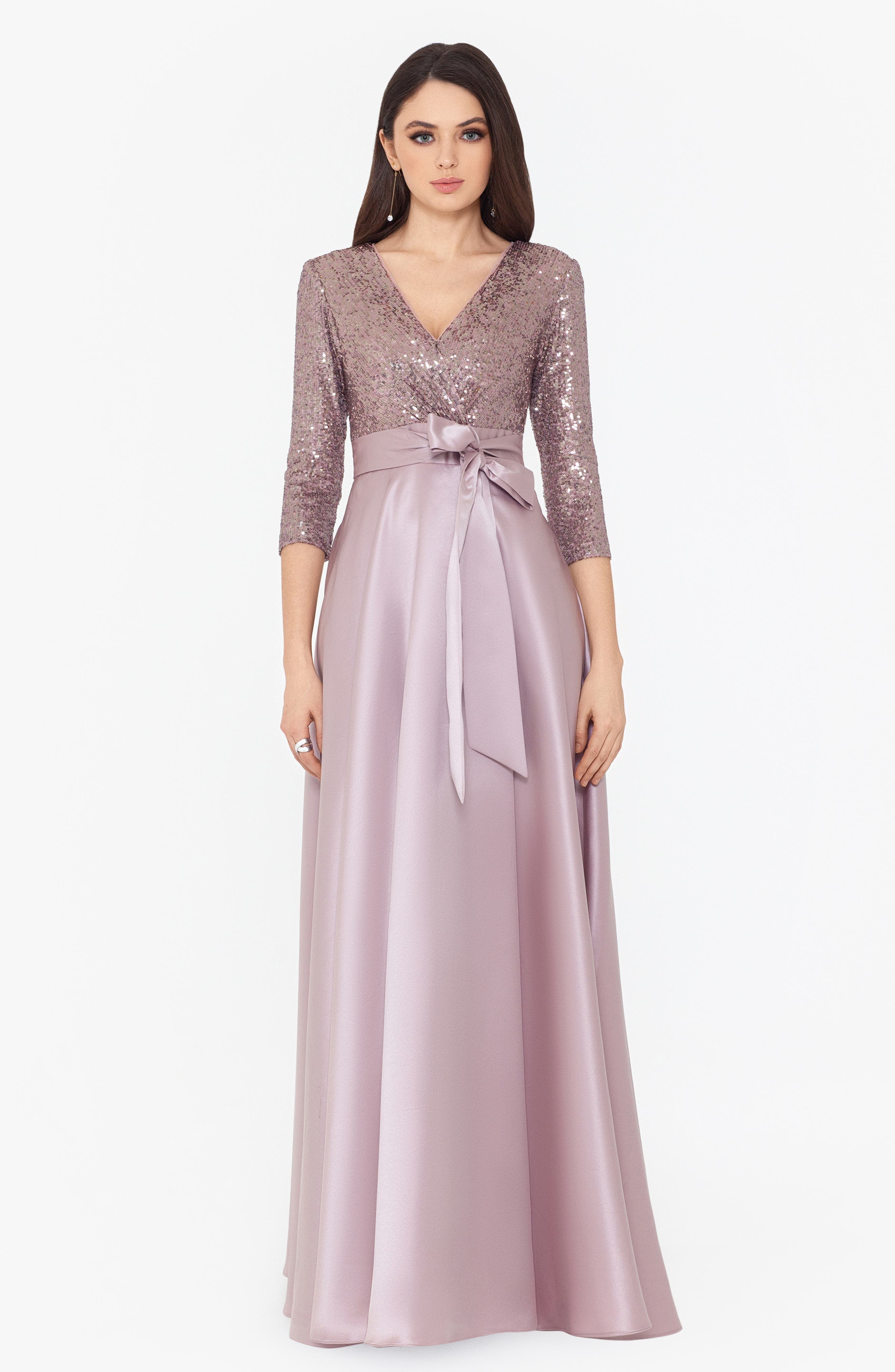 Xscape Sequin & Satin ALine Gown Nordstrom