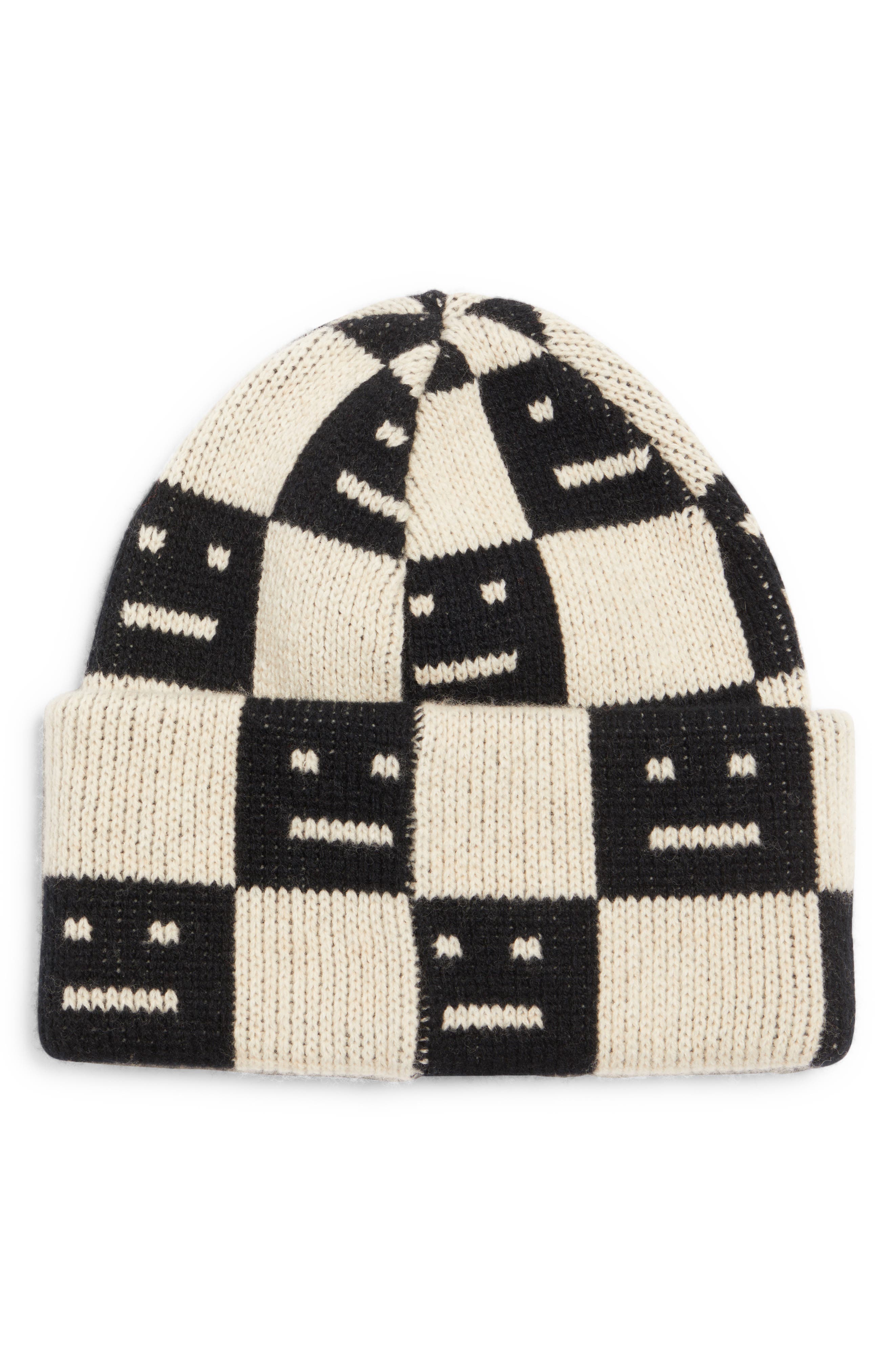 Acne Studios Kids' Kuri Face Checkerboard Wool Beanie