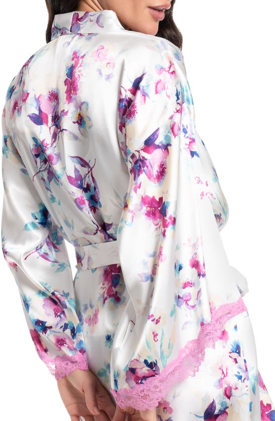 Shop In Bloom By Jonquil Floral Satin Wrap Robe In Ivory