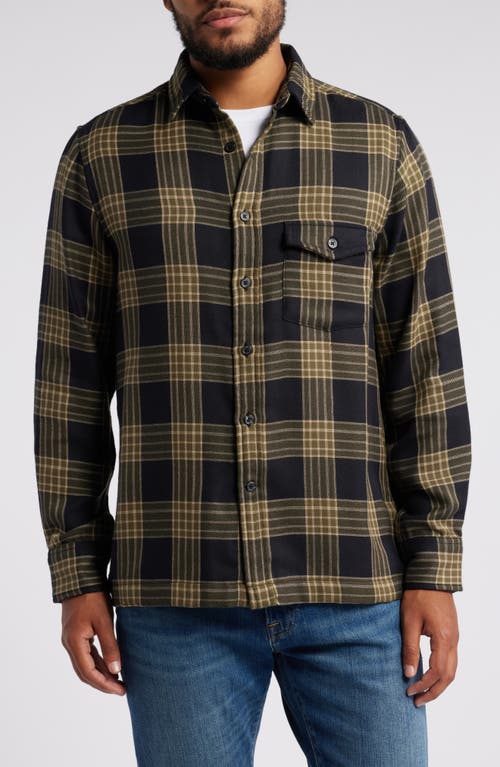 Shop Treasure & Bond Plaid Duofold Button-up Shirt In Black- Olive Sal Plaid