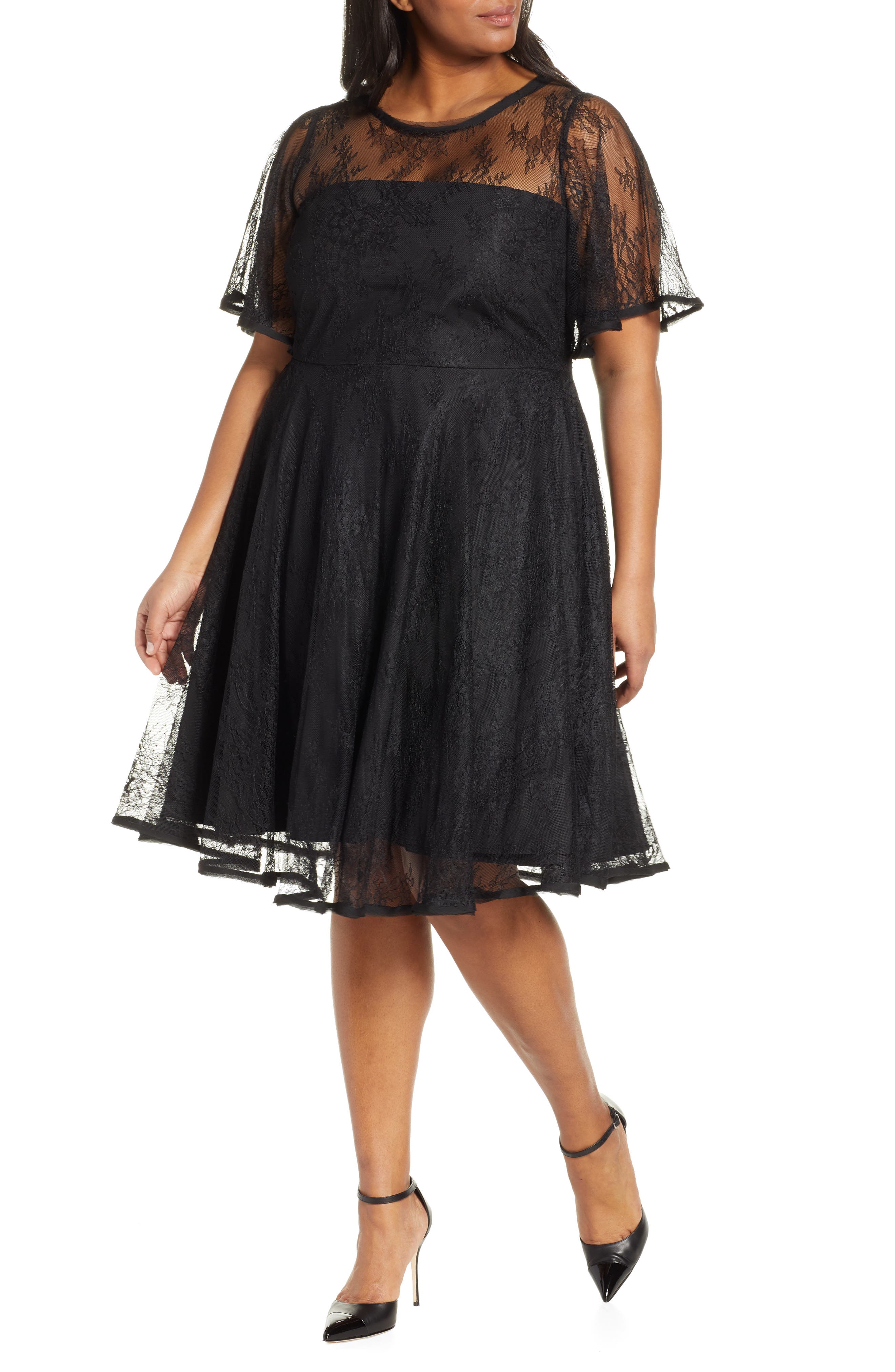 Plus Size Jason Wu X Eloquii Fit & Flare Lace Dress, Black