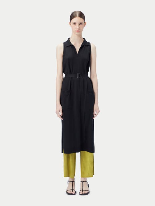 Gobi Mongolian Cashmere Sleeveless Silk Cashmere Polo Dress In Black