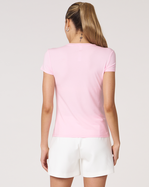 Rebody Active Rebody Essentials Fitted Short Sleeve Top In Pink
