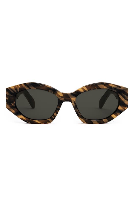 Celine Triomphe 55mm Cat Eye Sunglasses In Dark Havana / Smoke