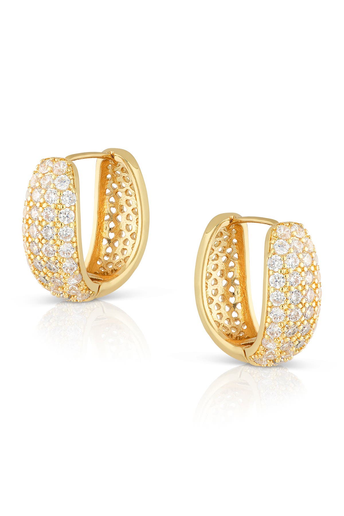 cz by kenneth jay pave huggie hoop earrings