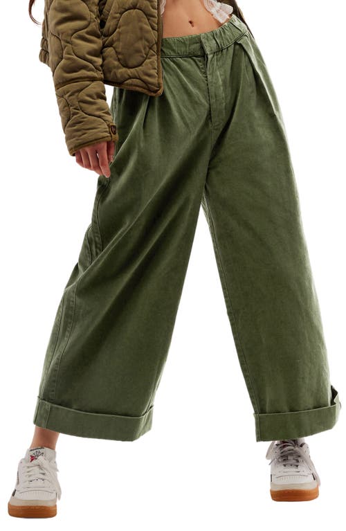 After Love Roll Cuff Wide Leg Pants in Moss Song