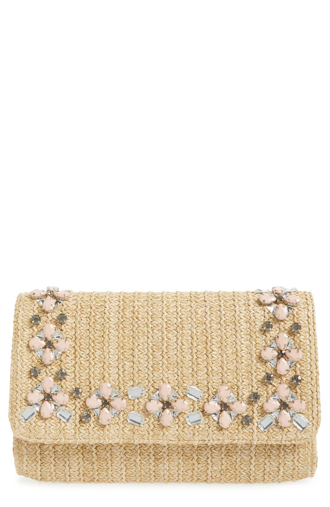 Glint Embellished Straw Clutch Nordstrom