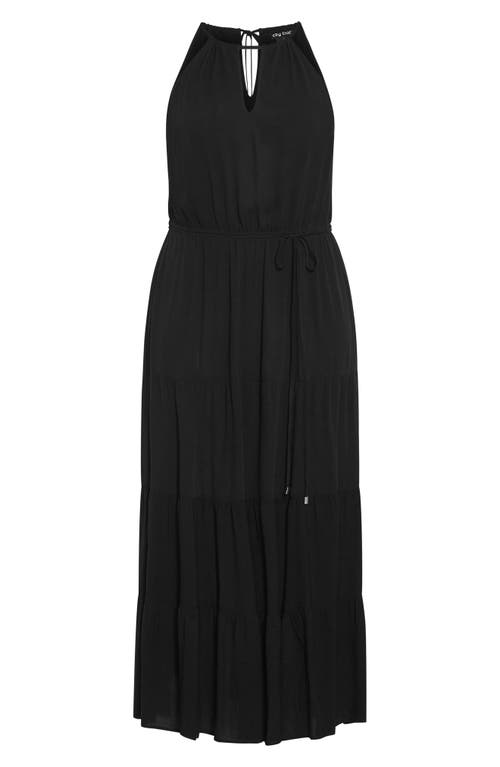 Shop City Chic Stacey Keyhole Tiered Maxi Dress In Black