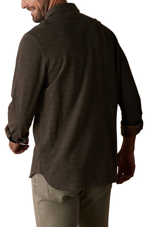 The Normal Brand Textured Knit Long Sleeve Button-up Shirt In Java
