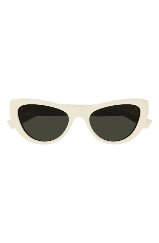 Shop Saint Laurent 53mm Cat Eye Sunglasses In Ivory