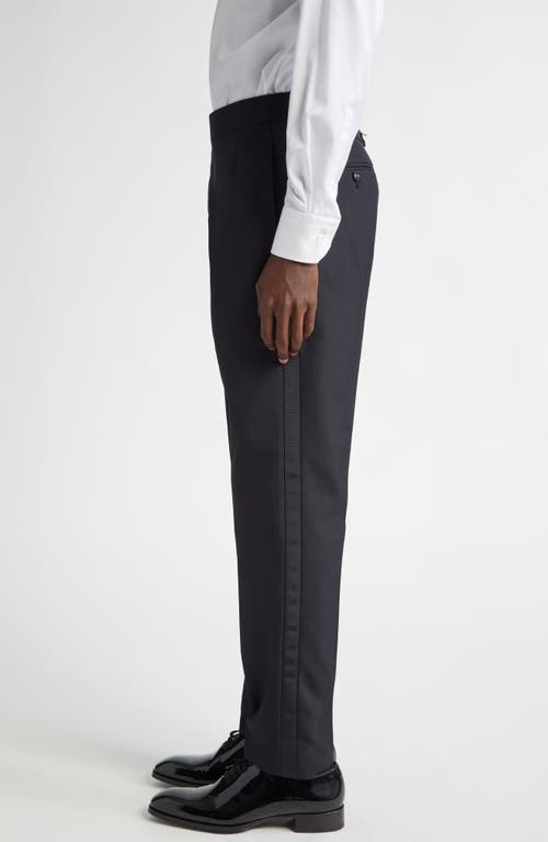 Shop Thom Browne Mid Rise Wool Blend Skinny Pants In Black