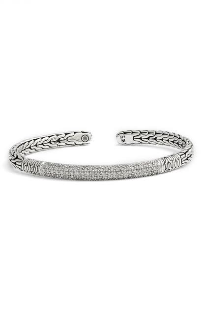 John Hardy Classic Chain & Gemstone Cuff Bracelet In Silver/ Diamond