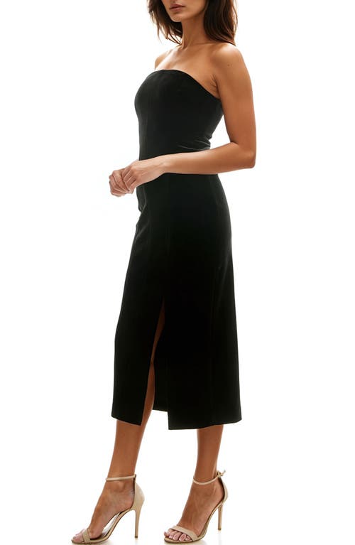 Shop Socialite Strapless Velvet Midi Dress In Black