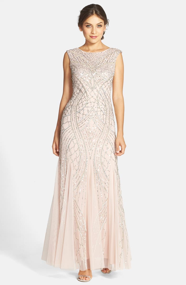 Adrianna Papell Cap Sleeve Beaded Gown | Nordstrom