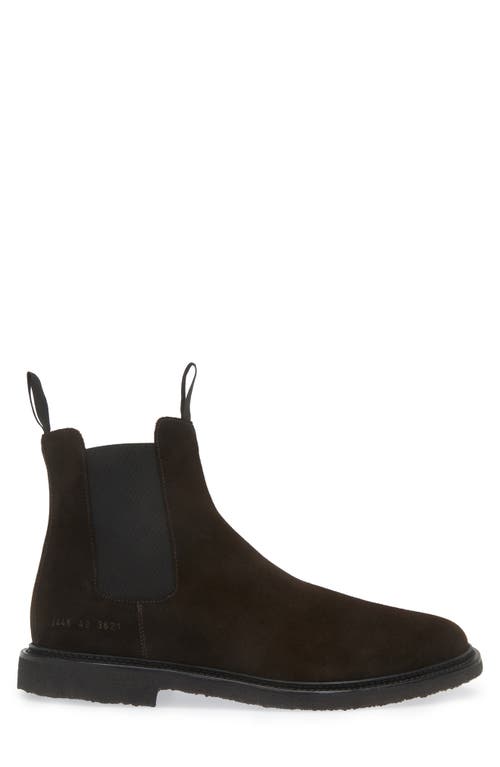 Common Projects Chelsea Classic Ankle Boots In Black Suede In Brown