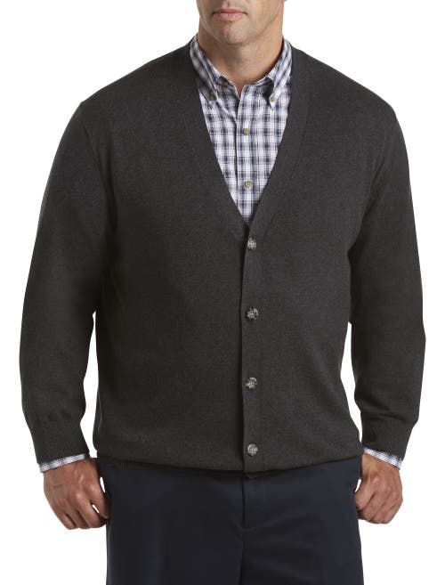 Harbor Bay By Dxl V-neck Cardigan In Carbon Hthr Gry