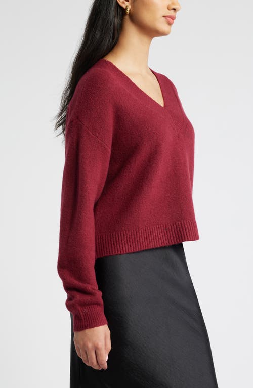 Shop Open Edit V-neck Sweater In Red Grape