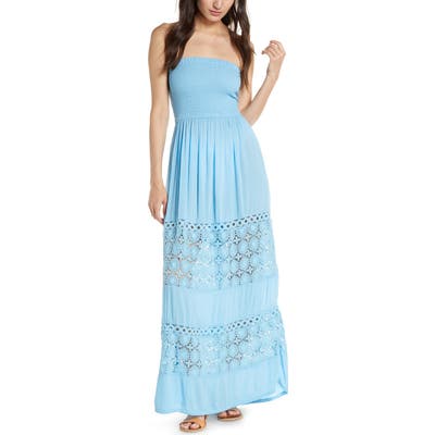 Chelsea28 Farrah Smocked Cover-Up Maxi Dress, Blue
