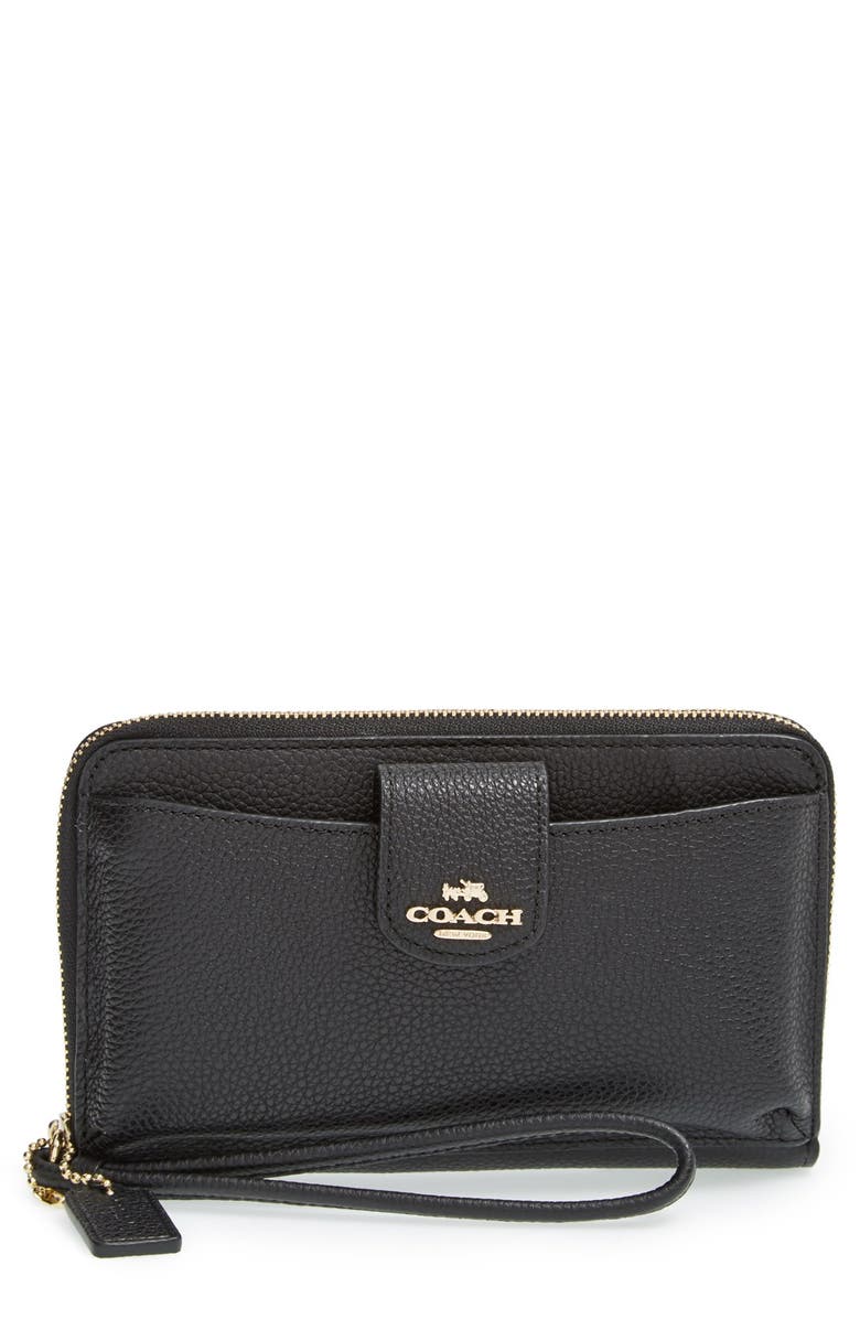 COACH Crossgrain Leather Zip Around Phone Wallet | Nordstrom