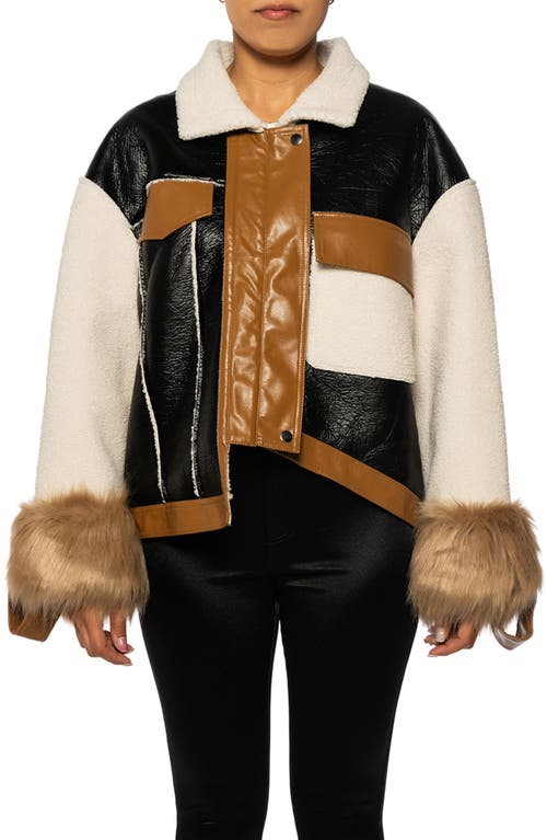 Charley Mixed Media Faux Shearling Jacket in Multi