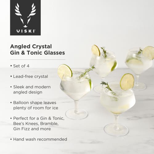 Viski Raye Crystal Gin & Tonic Glasses Set Of 4 In Clear