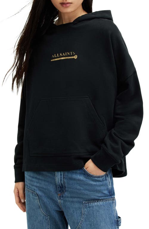 AllSaints Perta Etienne Cotton Logo Graphic Hoodie in Black Smart Closet