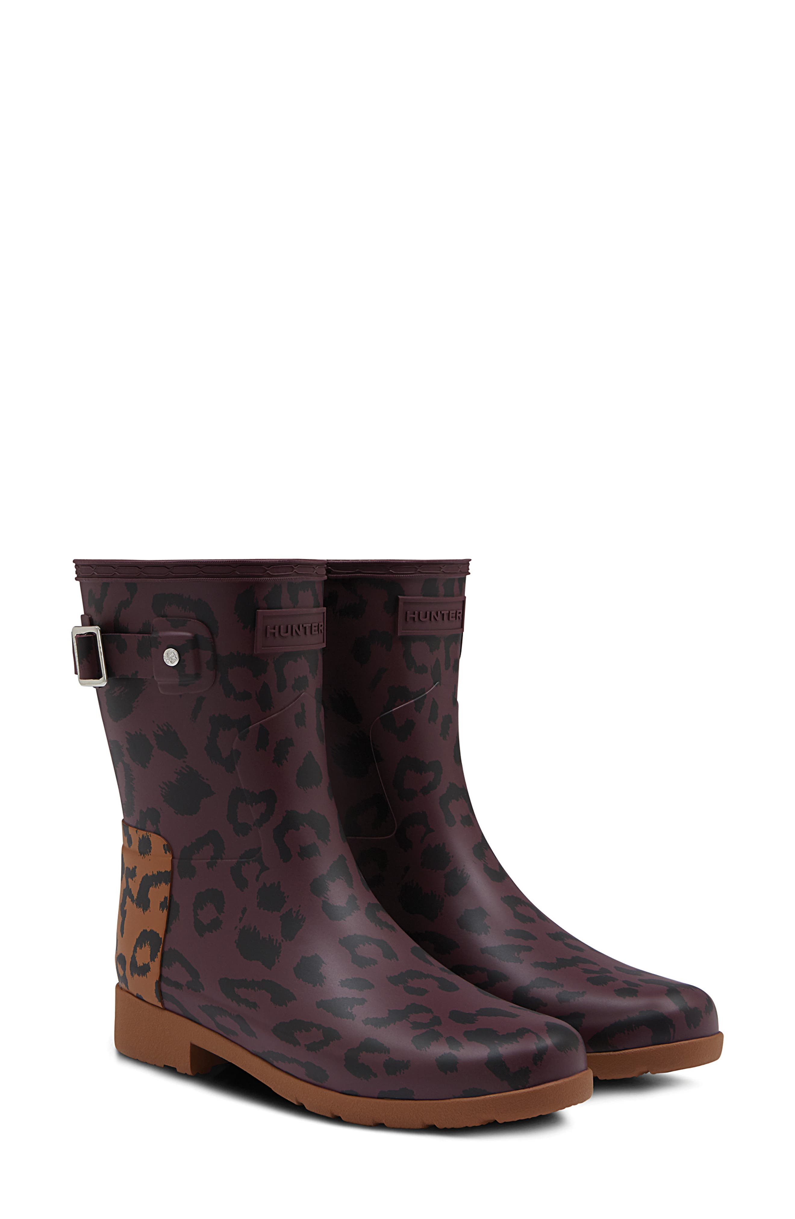 leopard rain boots hunter
