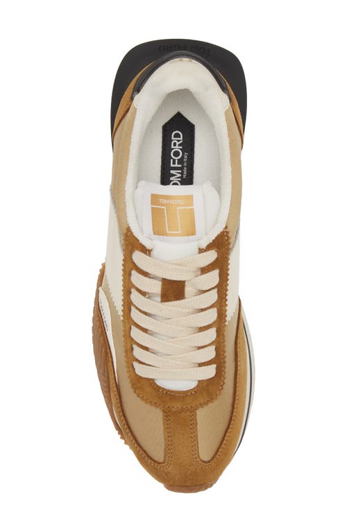 Shop Tom Ford James Mixed Media Low Top Sneaker In Biscuit/sand/cream