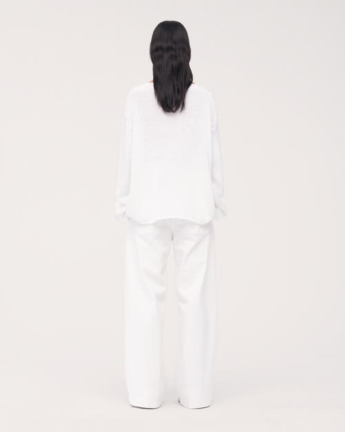 Another Tomorrow Draped Knit Sweater In White