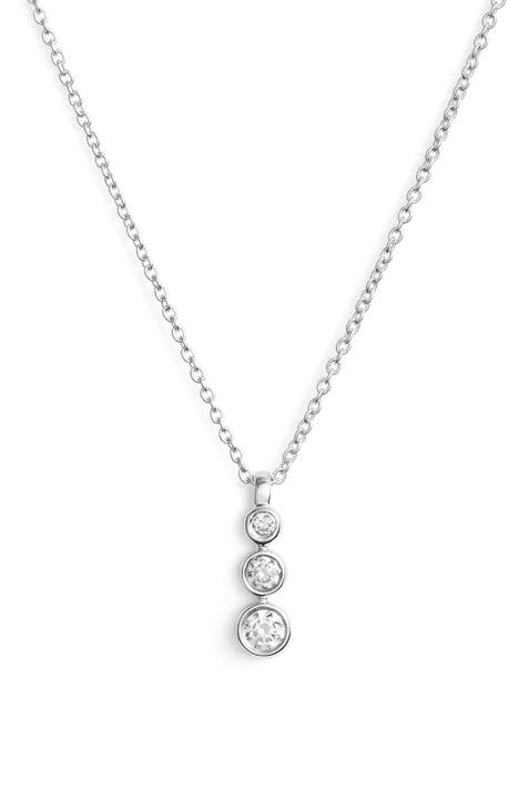 Triple Bezel Diamond Pendant Necklace