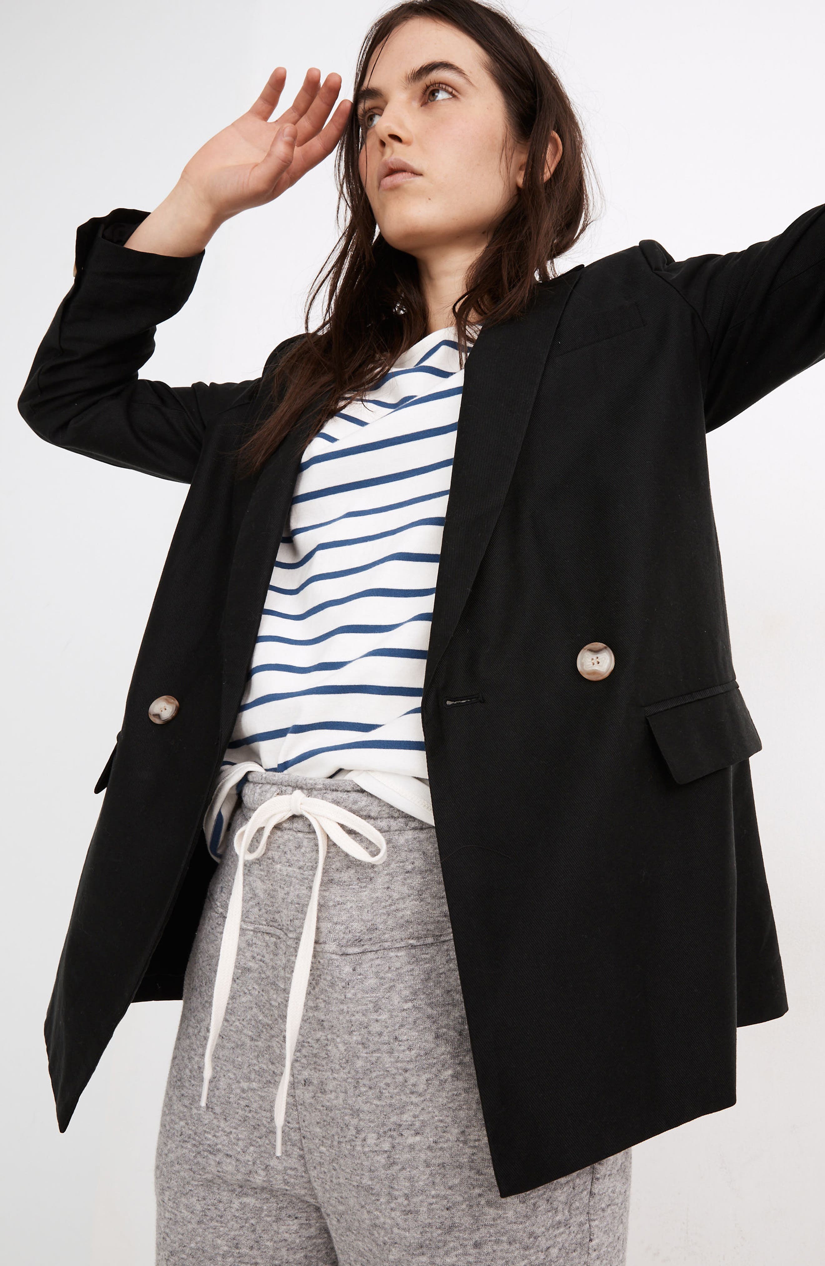 Madewell Caldwell Double Breasted Blazer in True Black